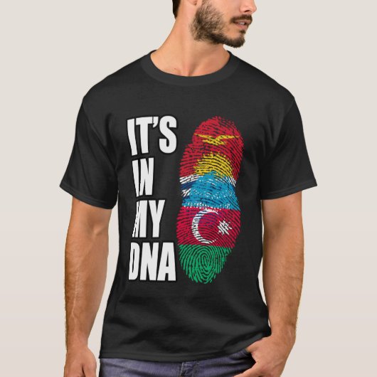 アゼルバイジャンとキリバスのミックスDNA伝統国旗 Tシャツ (正面)