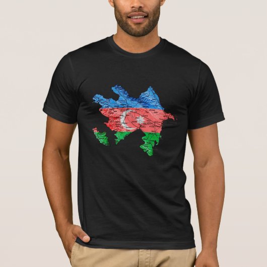 アゼルバイジャンの国旗カラーマップTシャツ Tシャツ (正面)