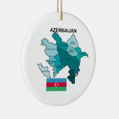 アゼルバイジャンの旗そして地図 セラミックオーナメント (右)