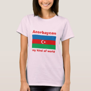 アゼルバイジャンの旗＋地図＋テキストTシャツ Tシャツ
