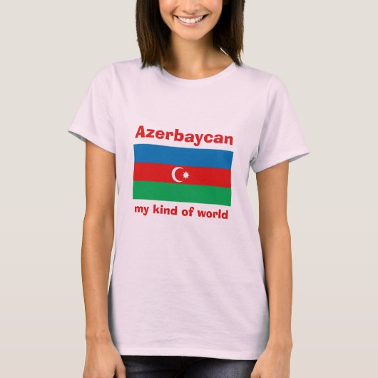 アゼルバイジャンの旗+地図+テキストTシャツ Tシャツ (正面)