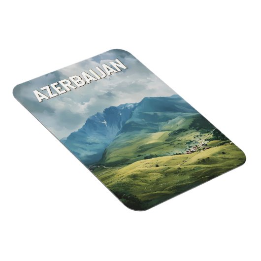 アゼルバイジャンイラストレーショントラベルアートヴィンテージ マグネット (右側)