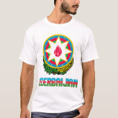 アゼルバイジャン国旗と紋章の愛国心 Tシャツ (正面)