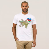 アゼルバイジャン国旗のハートと地図Tシャツ Tシャツ (正面フル)