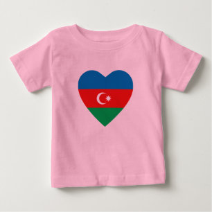 アゼルバイジャン国旗のハートTシャツ ベビーTシャツ