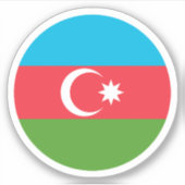 アゼルバイジャン国旗の丸いシール シール (正面)