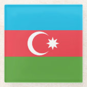アゼルバイジャン国旗を持つガラスコアスター ガラスコースター (正面)