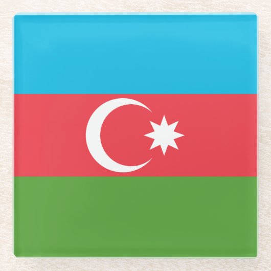 アゼルバイジャン国旗を持つガラスコアスター ガラスコースター (正面)
