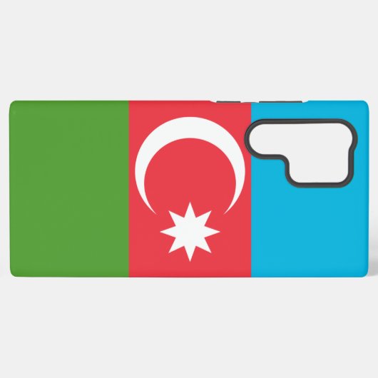 アゼルバイジャン国旗を持つサムスンギャラクシーS22ウルトラケース SAMSUNG GALAXYケース (裏面横)