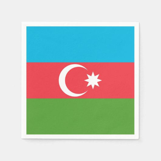 アゼルバイジャン国旗を持つ愛国的な紙ナプキン スタンダードカクテルナプキン (正面)