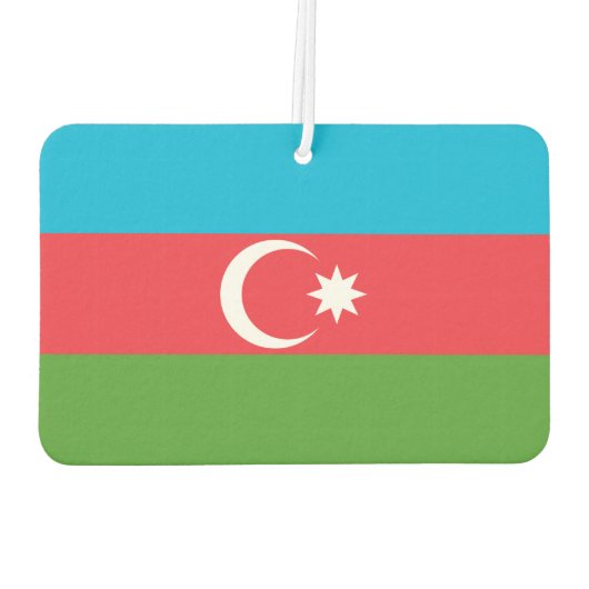 アゼルバイジャン国旗を掲げた新気車 カーエアーフレッシュナー (裏面)