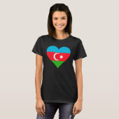 アゼルバイジャン国旗ハートアゼルバイジャン愛アゼルバイジャン Tシャツ (正面フル)