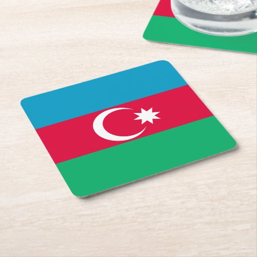 アゼルバイジャン国旗 スクエアペーパーコースター (アングル)