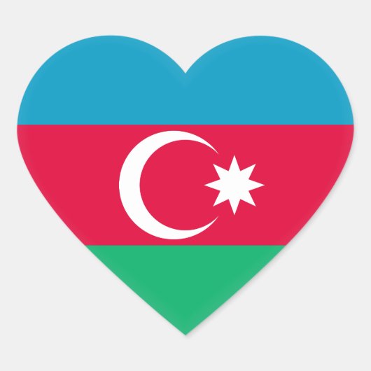 アゼルバイジャン国旗 ハートシール (正面)