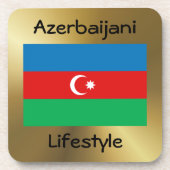 アゼルバイジャン国旗+文字コースター コースター (正面)