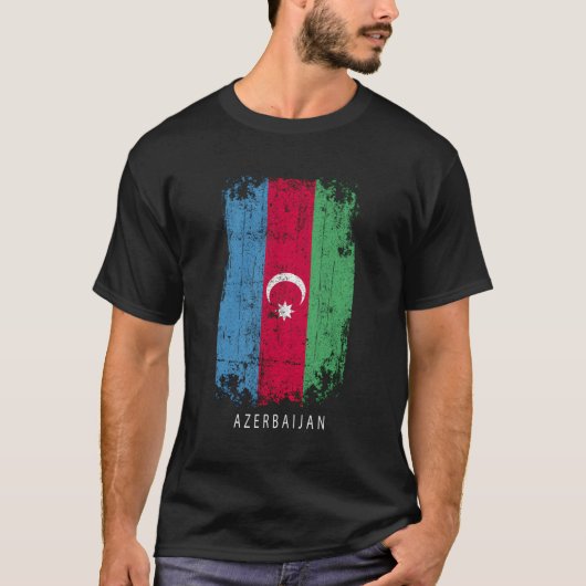 アゼルバイジャン土産デザイン – 国旗アゼルバイジャン Tシャツ (正面)