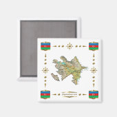 アゼルバイジャン地図+国旗 マグネット (正面/裏面)