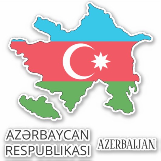 アゼルバイジャン魅力的国旗の愛国地図 シール (正面)
