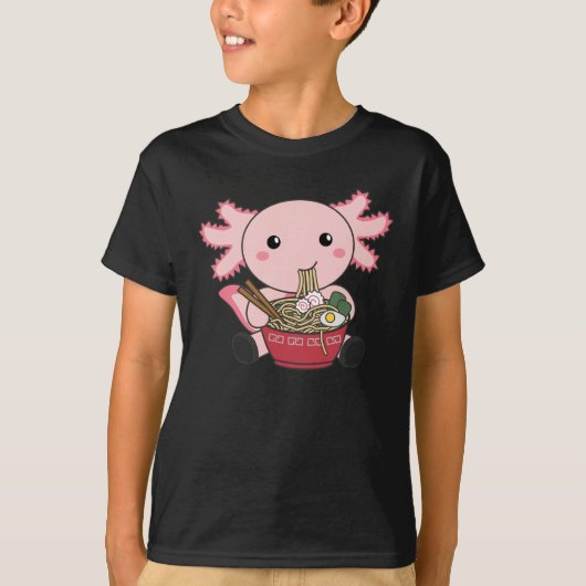 アソロトルラーメン食日本の食かわいい動物 Tシャツ (正面)