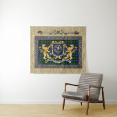 アソールクランバッジ&ライオンズ付きタータンチェックマレー タペストリー (インサイチュ(横))