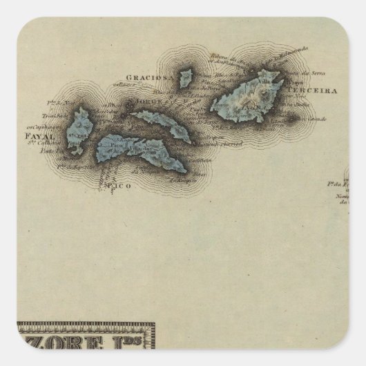 アゾア諸島地図 スクエアシール (正面)