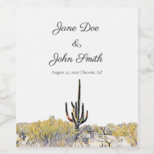 アゾパーソナライズされたナサグアーロサボス砂漠結婚の ワインラベル (シングルラベル)