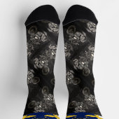 アゾリアンバイクもしくは自転車に乗る人デザイン ソックス (上部)