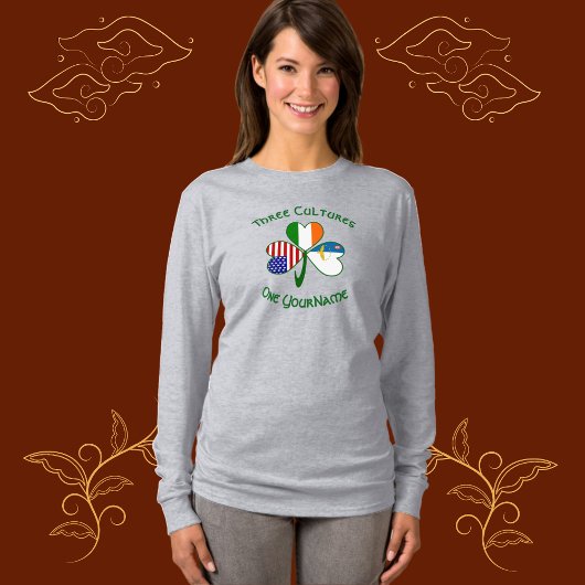 アゾレアのアイリッシュアメリカンフラッグスシャムロパーソナライズされたック Tシャツ