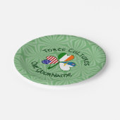 アゾレア系アイリッシュアメリカンシャムロック国旗 ペーパープレート (アングル)