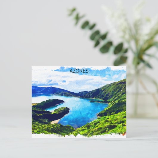 アゾレカラフルス大西洋諸島水彩色 ポストカード (スタンド正面)