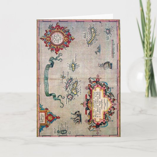 アゾレスの古い地図-調査を航海するヴィンテージ カード (正面)