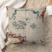 アゾレスの古い地図-調査を航海するヴィンテージ クッション (ブランケット)