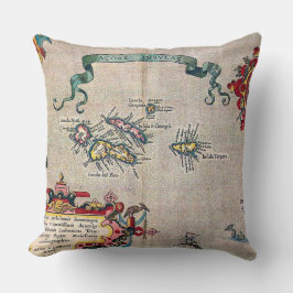 アゾレスの古い地図-調査を航海するヴィンテージ クッション