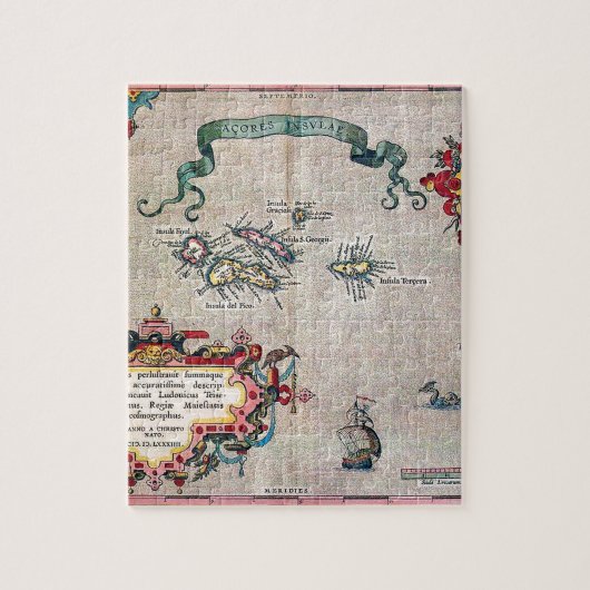 アゾレスの古い地図-調査を航海するヴィンテージ ジグソーパズル (縦)