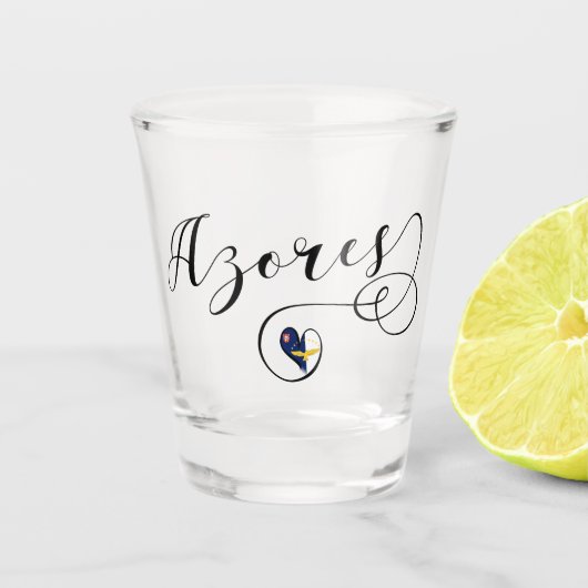 アゾレスの旗のハート、Azoreanポルトガル ショットグラス (正面)