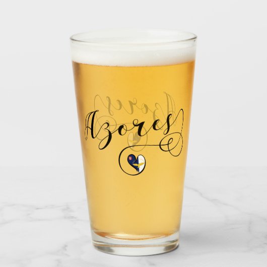 アゾレスの旗のハート、Azoreanポルトガル タンブラーグラス (ドリンク正面)