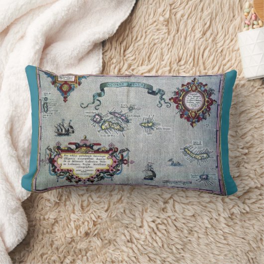 アゾレスの柔らかく歴史的な地図の枕 ランバークッション (ブランケット)