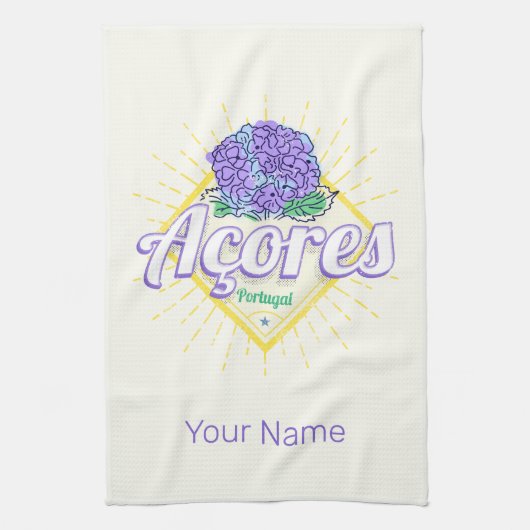 アゾレスアジランゲアフラワーアイランドポルトガルヴィンテージ キッチンタオル (縦)