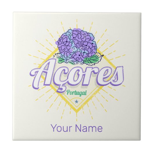 アゾレスアジランゲアフラワーアイランドポルトガルヴィンテージ タイル (正面)