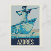 アゾレスホエールハンターイラストレーションポルトガル ポストカード (正面)