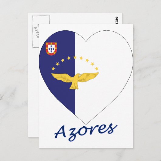 アゾレス国旗のハート ポストカード (正面/裏面)