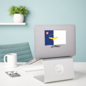 アゾレス国旗のレーザーステッカー シール (デスク上のノートパソコン)