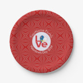 アゾレス国旗の赤い愛パーソナライズされた ペーパープレート (正面)