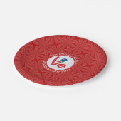 アゾレス国旗の赤い愛パーソナライズされた ペーパープレート (アングル)