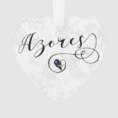 アゾレス旗ハート（ポルトガル、アゾリアン） オーナメント (正面)