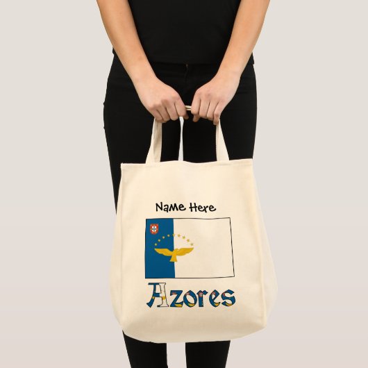 アゾレス諸島とアゾラン国旗あなたの名前 トートバッグ (正面(商品))
