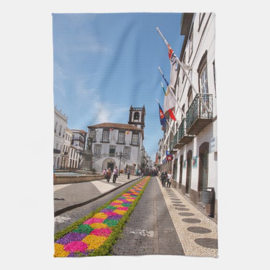 アゾレス諸島のポンタデルガダ キッチンタオル (縦)