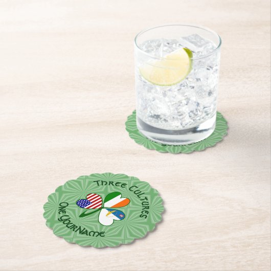 アゾレス諸島アイルランドUSAシャームロックパーソナライズされた国旗 ペーパーコースター (インサイチュ)