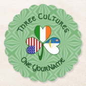 アゾレス諸島アイルランドUSAシャームロックパーソナライズされた国旗 ペーパーコースター (正面)