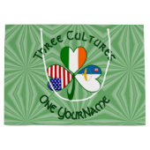 アゾレス諸島アイルランドUSAシャームロックパーソナライズされた国旗 ラージペーパーバッグ (正面)